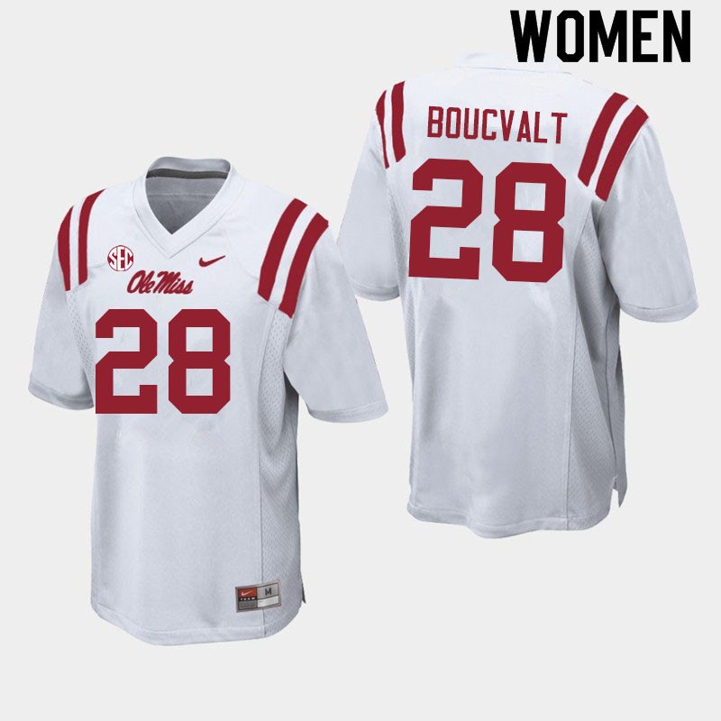 Lex Boucvalt Ole Miss Rebels NCAA Women's White #28 Stitched Limited College Football Jersey UDP6158WV